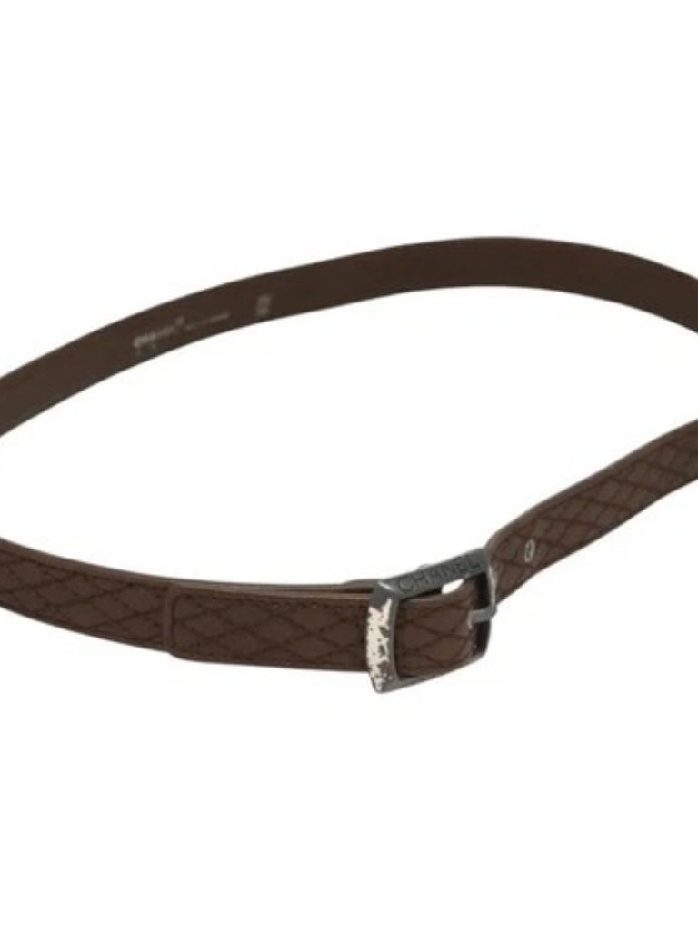 Chanel Belt Leather 30.7" Brown Cc Auth Bs25810